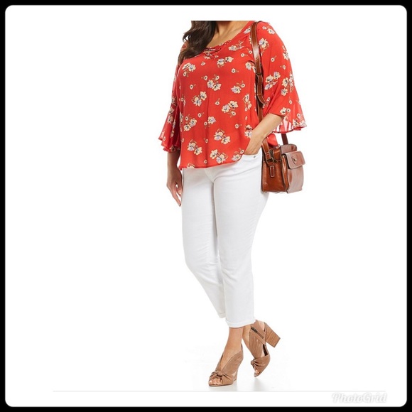 NWT Democracy “Ab Solution” Crop Ankle Jeans White - Picture 3 of 14